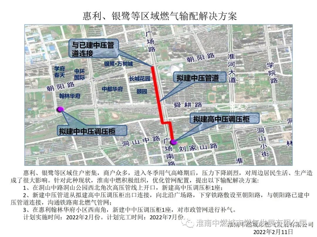 淮南中燃关于解决惠利、银鹭等区域冬季燃气压力偏低的方案说明