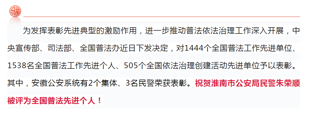 淮南一人入选！全国先进！