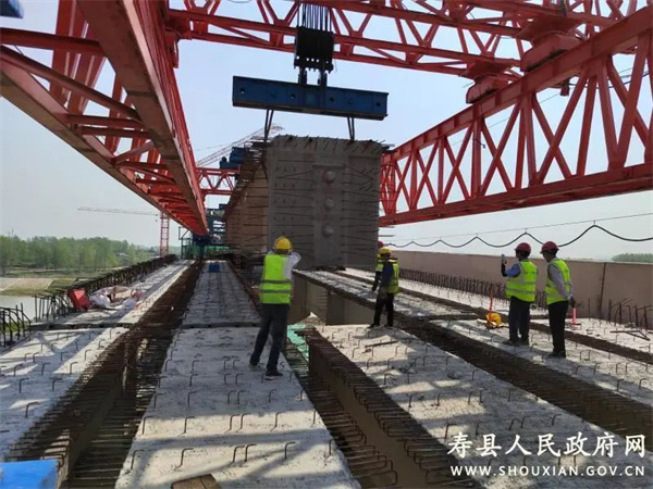 引江济淮重点配套工程淮南寿县石埠大桥顺利完成架梁施工