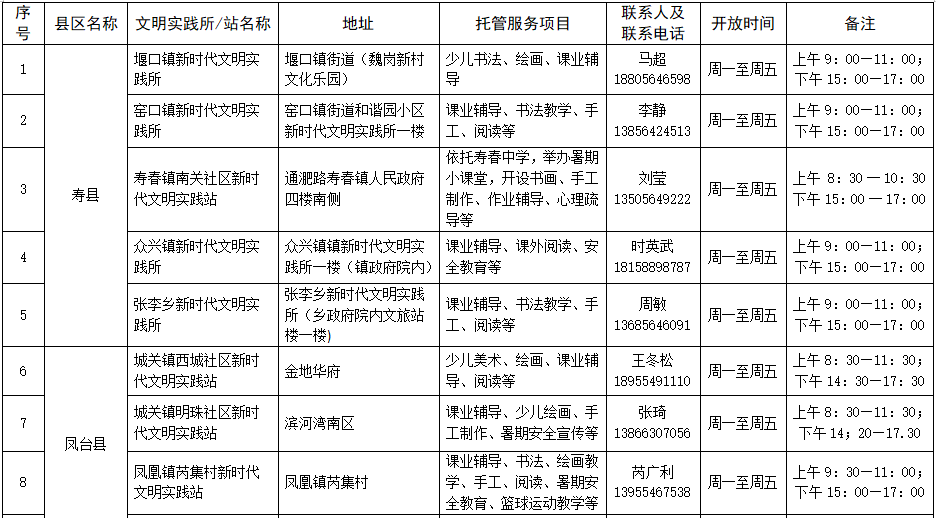 免费！淮南市暑假托管服务来了！