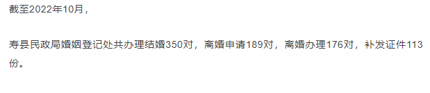 淮南寿县10月结婚、离婚大数据发布！