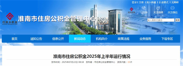 淮南市住房公积金2025年上半年运行情况